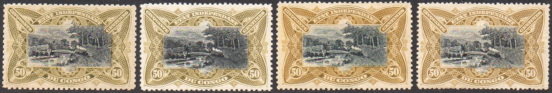 Belgian Congo Belge 50c Mols train on bridge Green